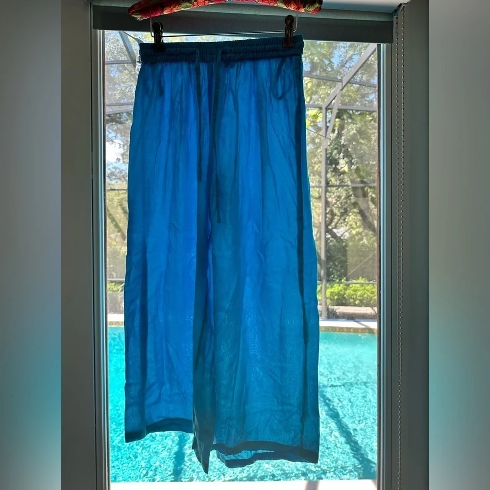 🎉Connection 18 Aqua Blue Palazzo Pants Lightweight Size S/M - Picture 2 of 7